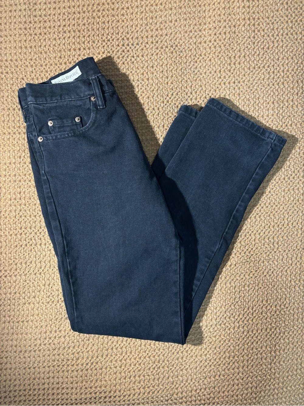 Vintage Banana Republic Faded Black High Rise Straight Leg Jeans Size 2 Button